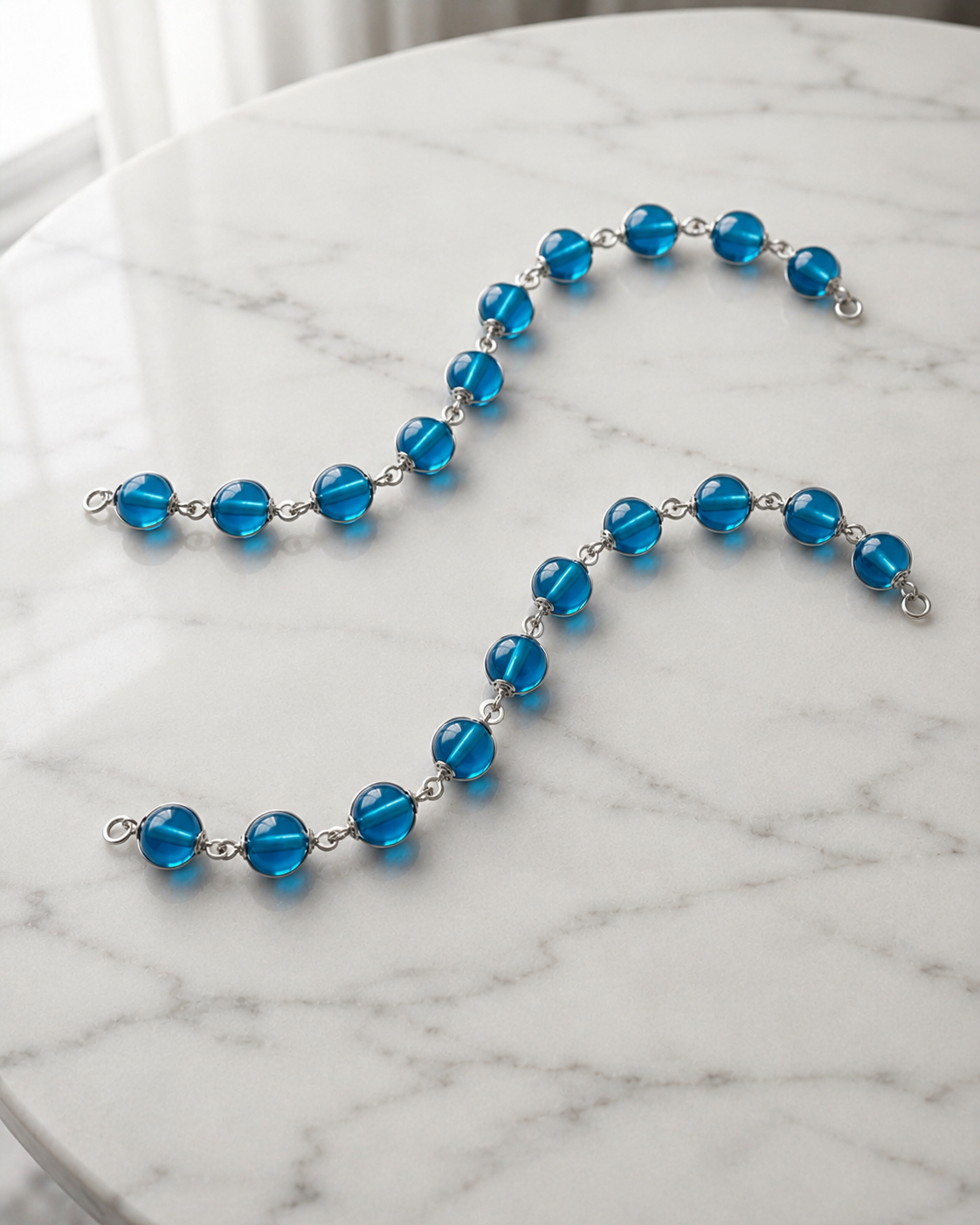 Ocean Blue Round Glass Beads | 10mm For necklace  bracelet  & earring DIY Jewellry