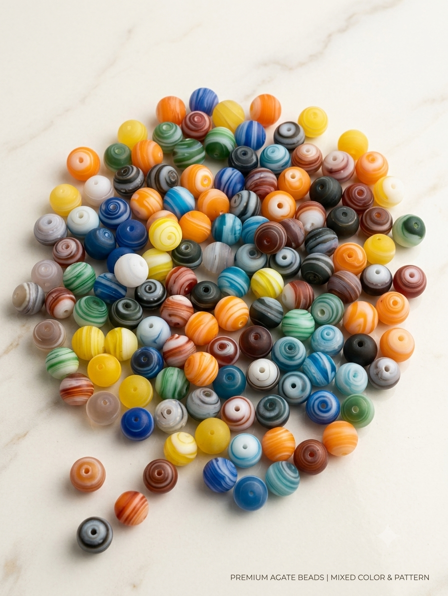 Millefiori Swirl  Mixed Loose Glass Beads For Making Jewellary & DIY Craft 11mm