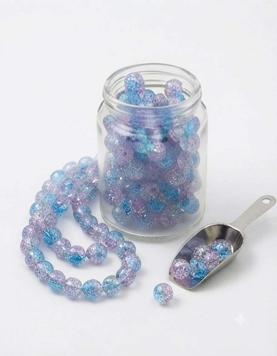 Crackle Double Color  Glass Beads, 8mm Round, 500 Pieces