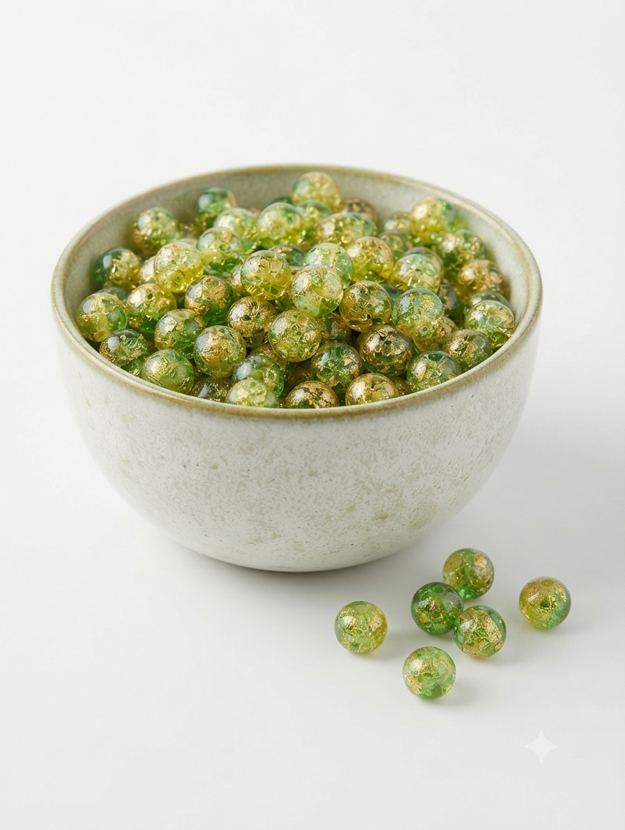 Crackle Double Color  Glass Beads, 8mm Round, 500 Piece